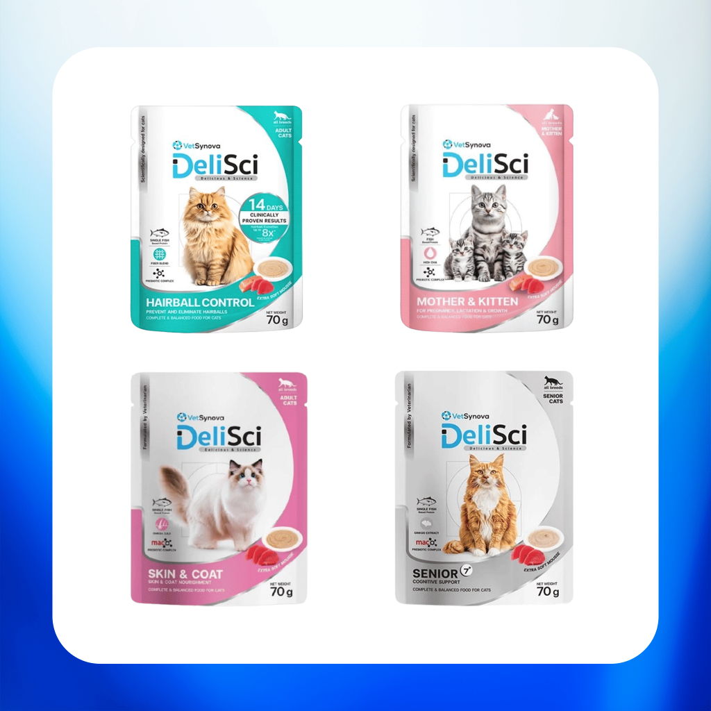 [1โหล] DeliSci เดลิซาย อาหารเปียก สำหรับแมว แมวแพ้ไก่กินได้ 70g12ซอง ...