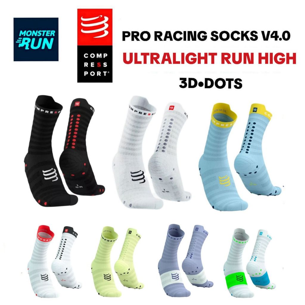 ถุงเท้า Compressport Pro Racing Socks V4.0 Ultralight Run High | Shopee ...
