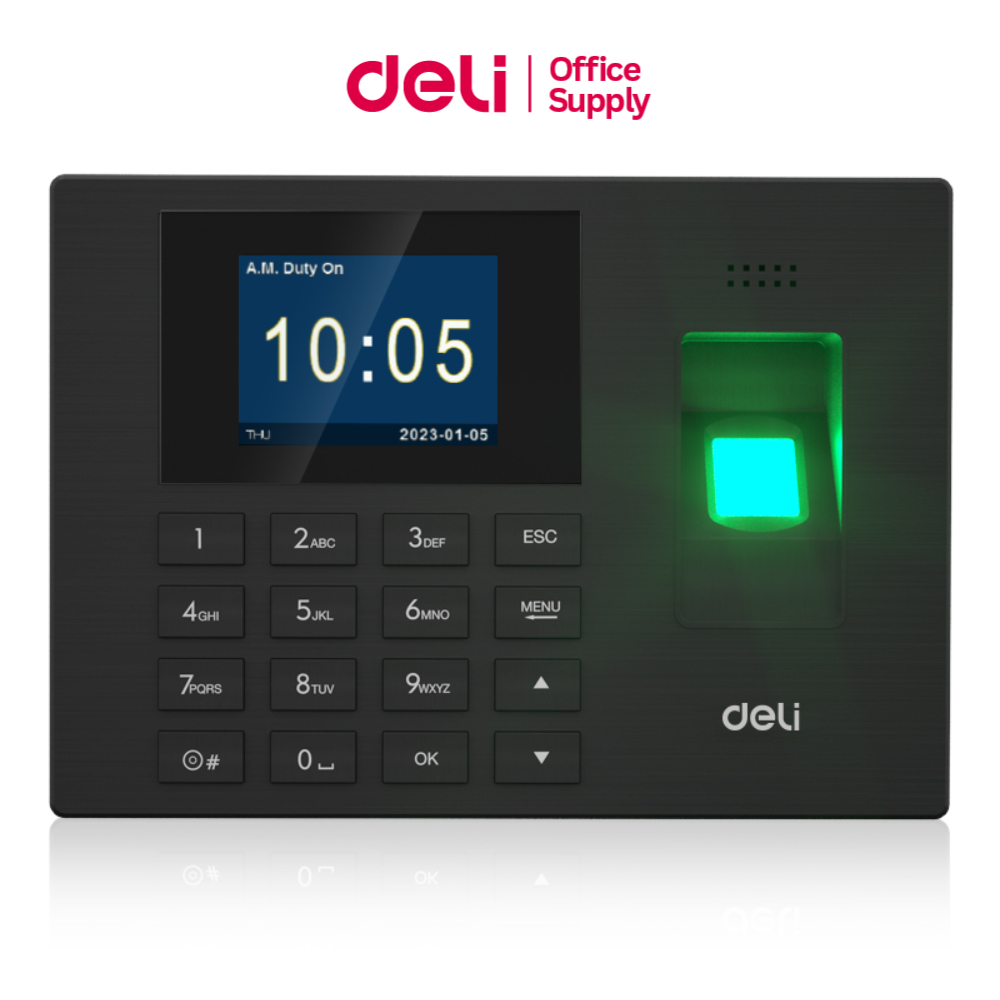 Deli เครื่องลงเวลาเข้างาน สแกนลายนิ้วมือและหน้า ข้อมูลExcel รองรับ1200 ...