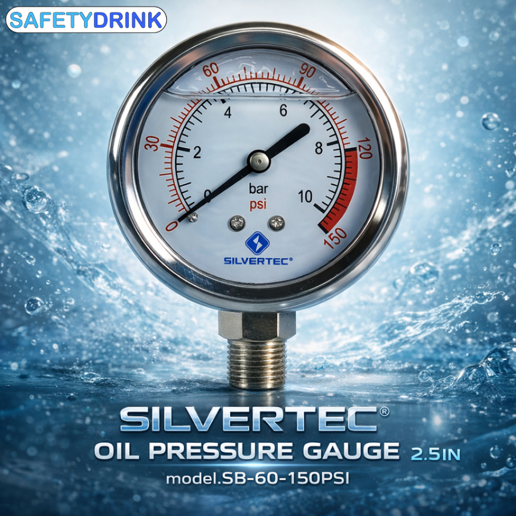 SILVERTEC เกจวัดแรงดัน ยึดหลัง 0-150 PSI (10 Bar) แบบมีน้ำมัน OIL ...