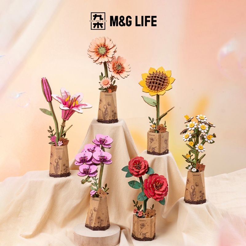 M&G LIFE x ROWOOD Artificial Flower Model โมเดลดอกไม้ประดิษฐ์ไม้ประกอบเอง สำหรับของเล่นเด็ก