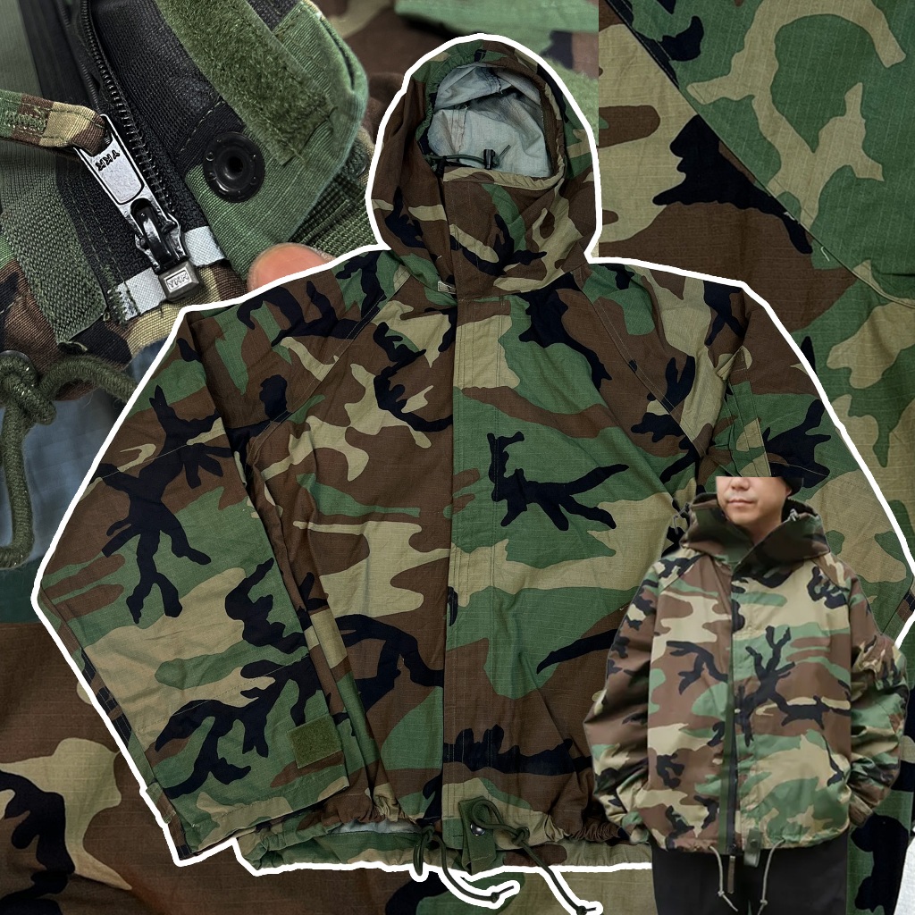 025แจ็คเก็ตวินเทจ USGI Chemical Protective Overgarment M81 Woodland ...
