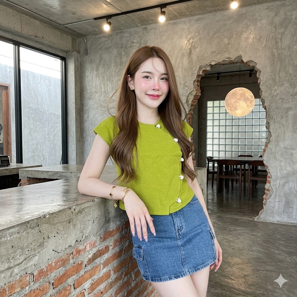 LANNA – เสื้อคอกลมกระดุมสาน เสื้อผู้หญิง ผ้าฝ้ายเนื้อนุ่มทรงสวยใส่สบาย – รุ่นทองกวาว