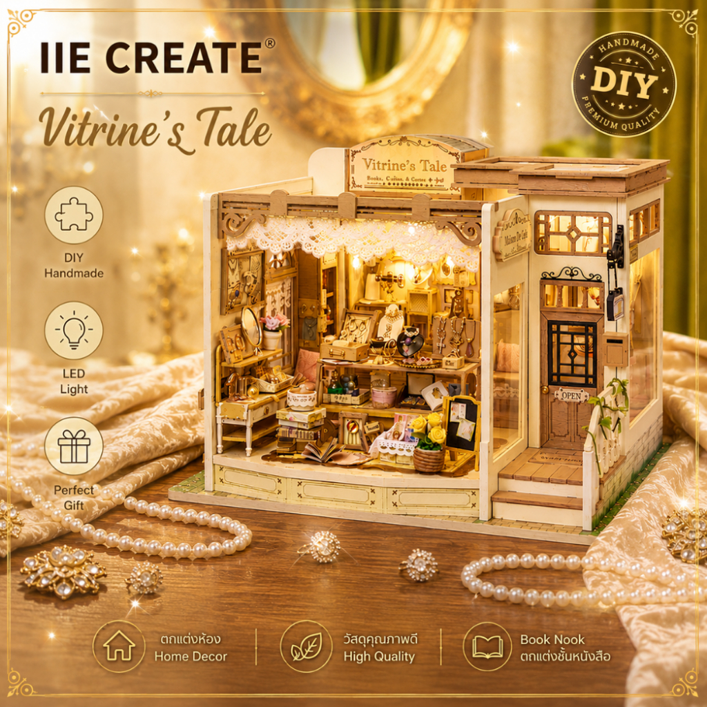 IIE CREATE K-1086 บ้านจิ๋วร้านจิวเวลรี่หรู DIY สไตล์วินเทจยุโรป มีไฟ ...
