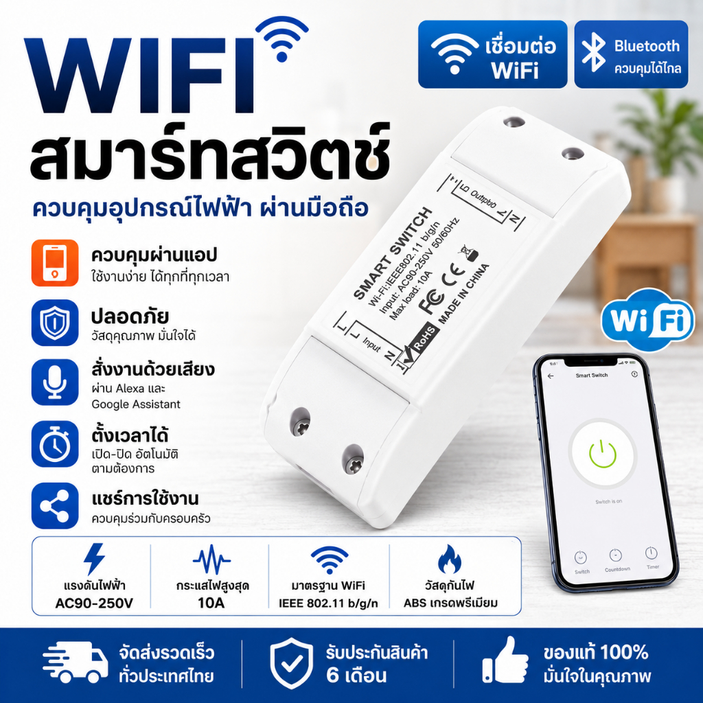 Sonoff Basic R4 สมาร์ทสวิทช์ Wifi ไร้สาย สมาร์ทรีโมทคอนโทรลจับเวลา ...