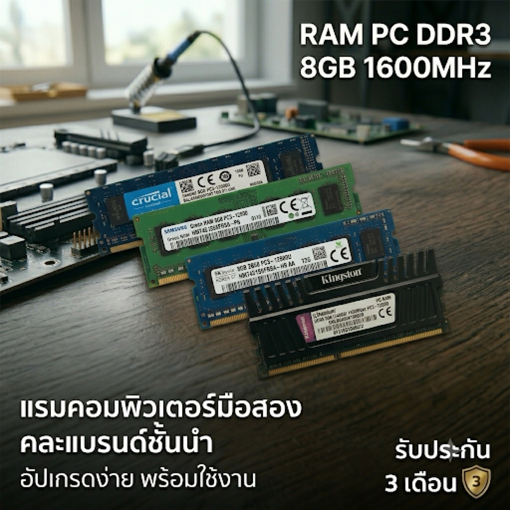 [รับประกัน 3 เดือน] RAM PC DDR3 4GB 8GB Bus 1600 แรมคอมพิวเตอร์มือสอง แรมพีซี สภาพสวยงาม เทสผ่าน 100%