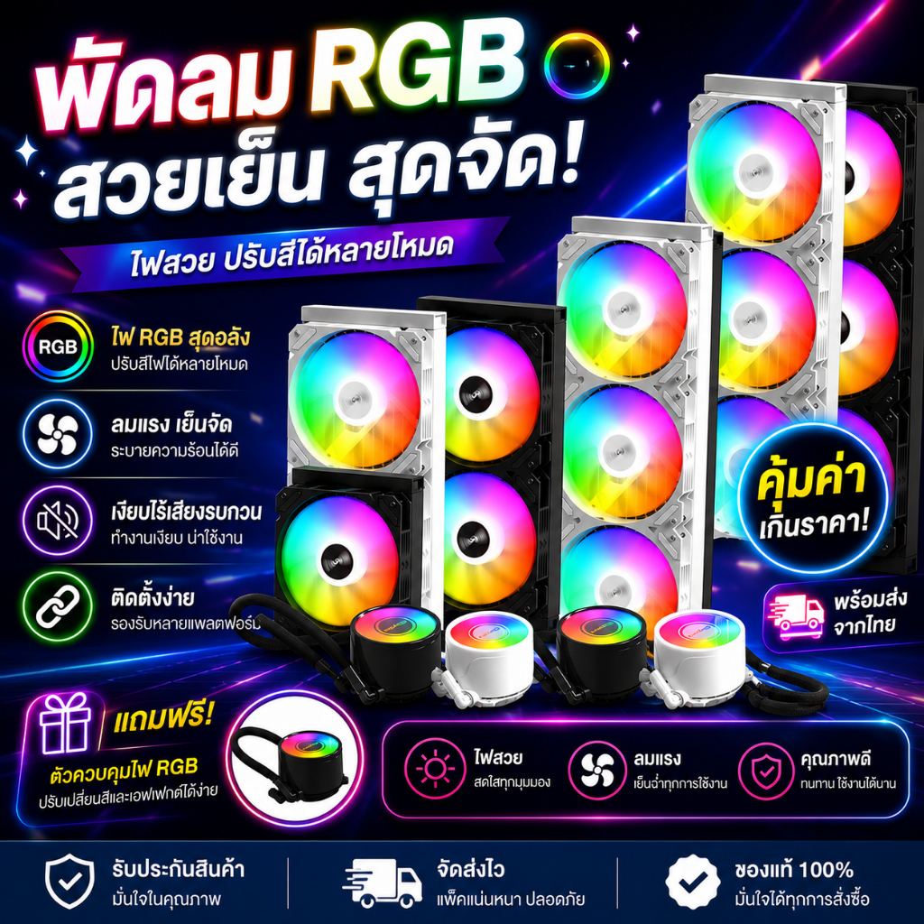 SUMTAX ชุดน้ำระบบปิด Tsunami SL-360 240 120 Unlimited Deep Space Lighting ARGB Multi-platform CPU Liquid Cooler รับประกั