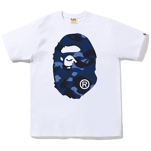 BAPE COLOR CAMO BIG APE HEAD TEE LOGO D.BLUE