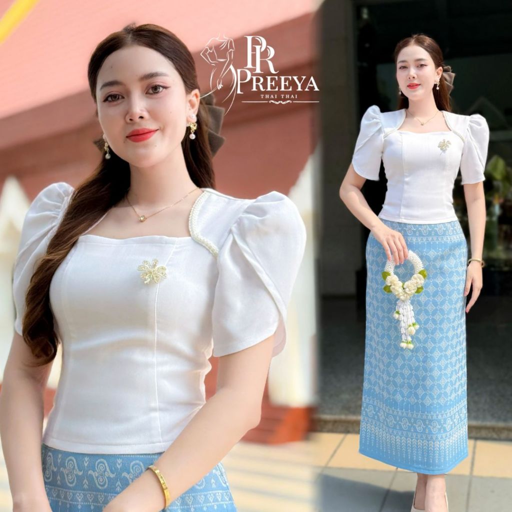 เซ็ตเดรสผ้าฝ้ายทอลายอัดกาว ใส่แยกชิ้น คัตติ้งเนี๊ยบ พรางพุง! S-2XL แบรนด์ Preeya มุมมองที่ 3