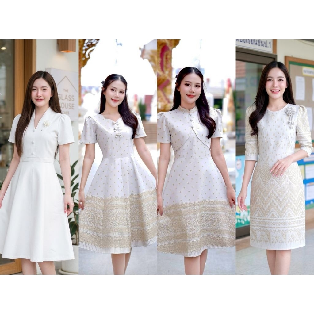 เดรสผ้าไทยผ้าฝ้ายทอลายพรีเมียม ทรงย้วยพรางพุง ไซส์ S-2XL ราคาถูกที่สุด