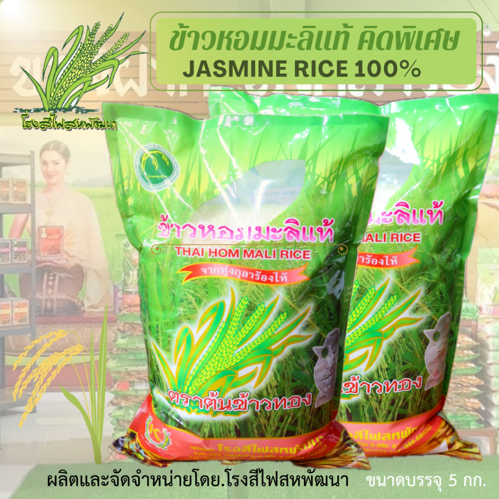 ข้าวหอมมะลิแท้คัดพิเศษ ข้าวหอมมะลิกลางปี69 ตราต้นข้าวทอง 5 กก.