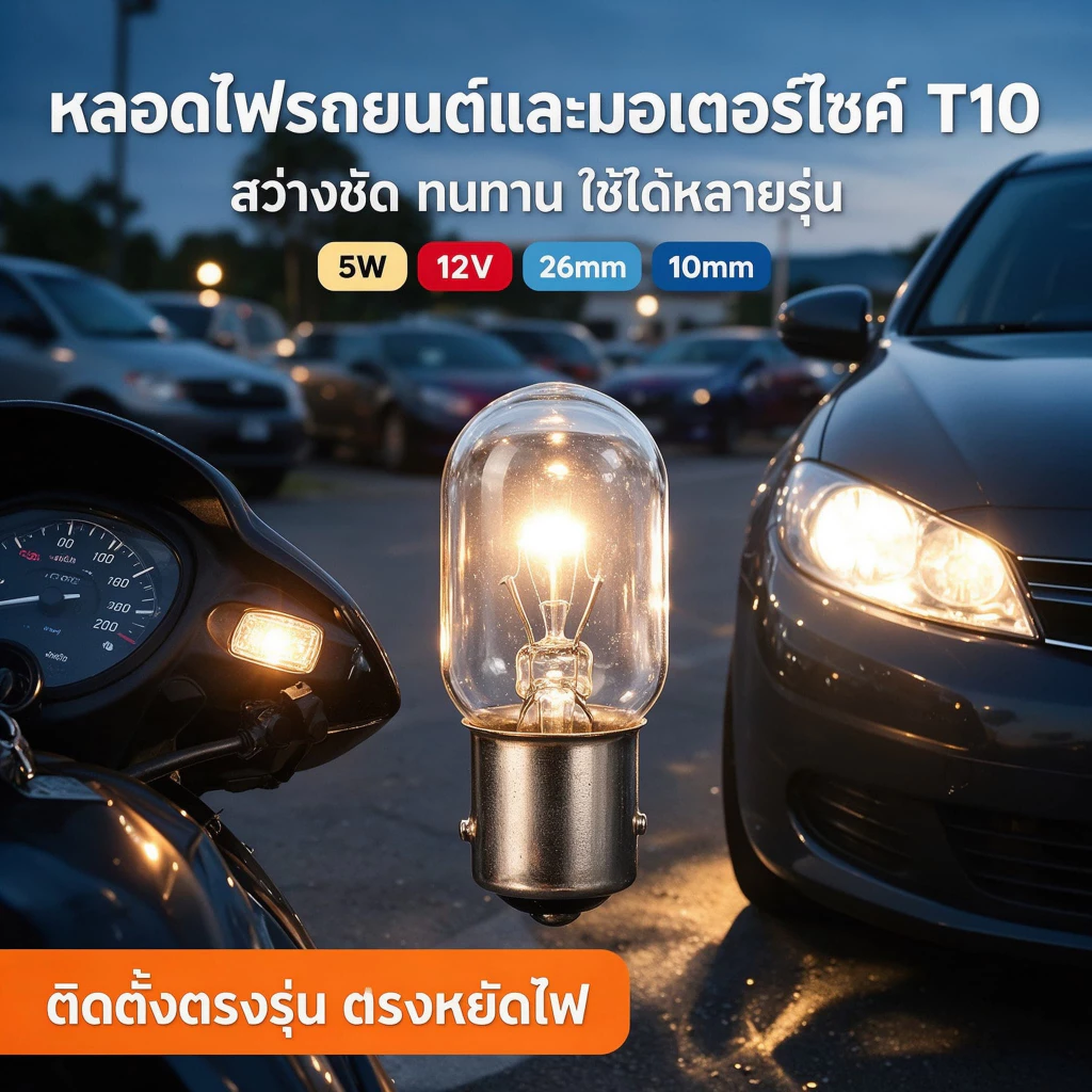 T10 หลอดไฟไมล์ ไฟหรี่ ไฟเกียร์ เวฟ ฮาโลเจน ขั้ว T10 12V 5W 100ชิ้น หลอดไฟเลี้ยว ชนิดฮาโลเจน รูปที่ 4