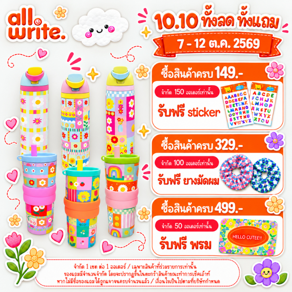 allwrite แก้วเก็บความเย็น แก้วน้ำ กระติกน้ำเก็บความเย็น ขนาด 24 ออนซ์ ดีไซน์น่ารัก มีหลอด สะดวกต่อการพกพา