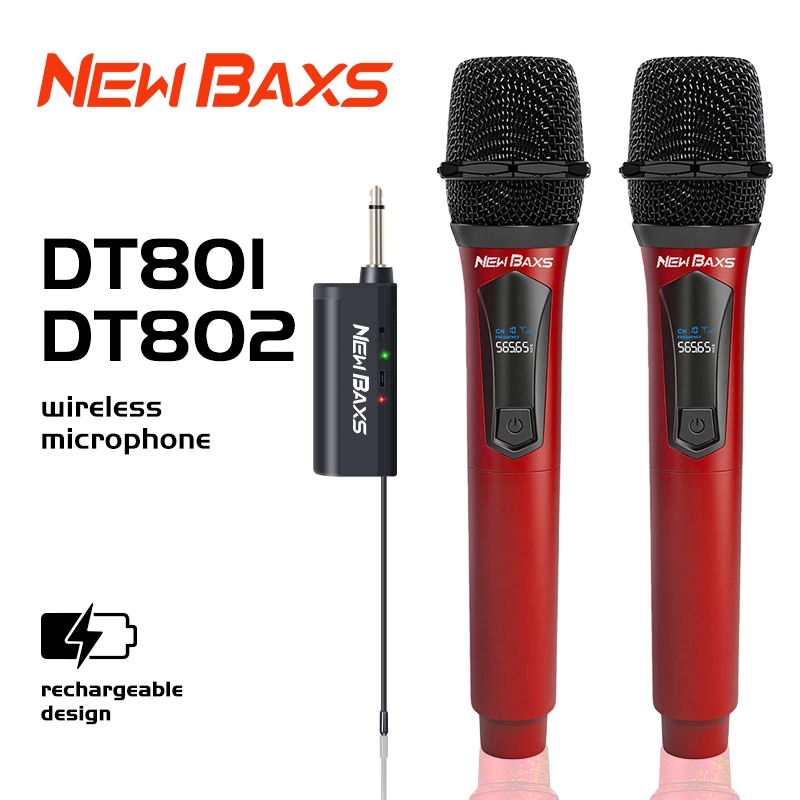 NEW BAXS [รุ่นอัพเกรดการชาร์จ] DT801/DT802 ไมโครโฟนไร้สาย UHF การชาร์จ ...