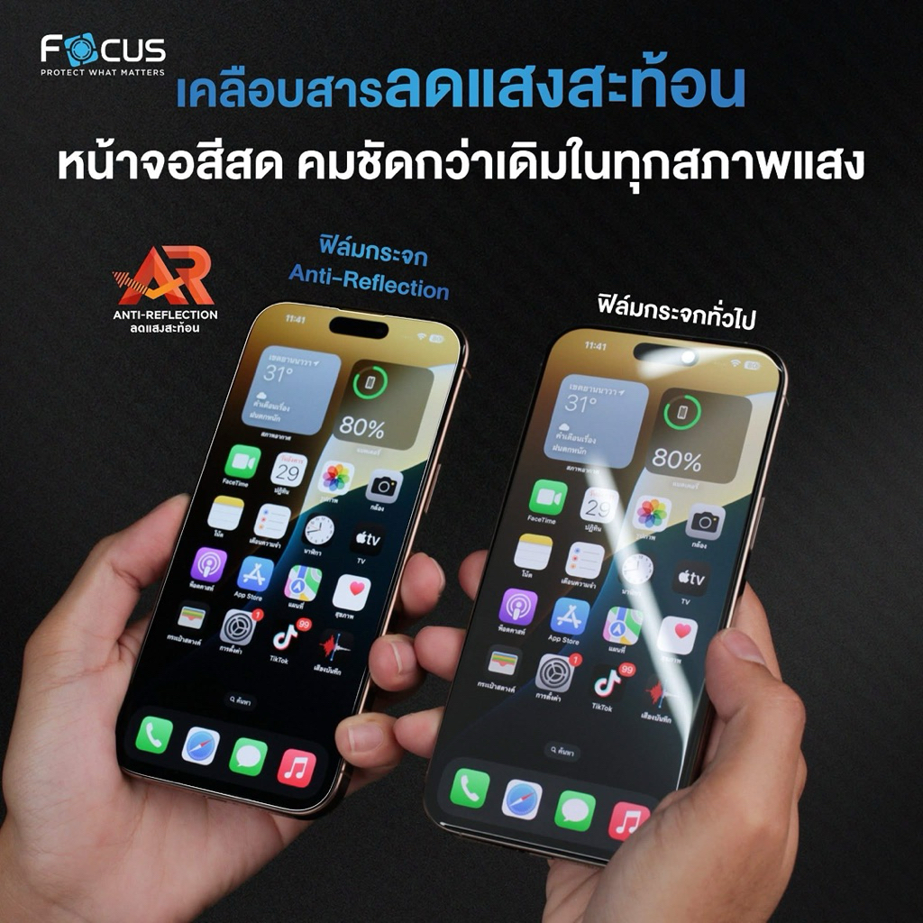 [FA168] [ ไอโฟน 17 ทุกรุ่น ] Focus ฟิล์มกระจกอัลติเมทกลาส ลดแสงสะท้อน ...