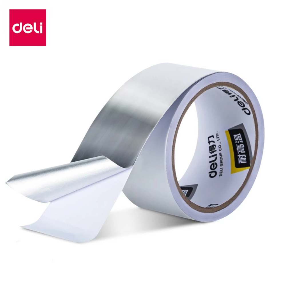 Deli เทปอลูมิเนียม เทปฟอยล์ เทปอุดรอยรั่ว ติดหม้อรั่ว 48mm เทปตะกั่ว ปิดรอยรั่ว เทปกาว เทปกาวกันน้ำ foil tape