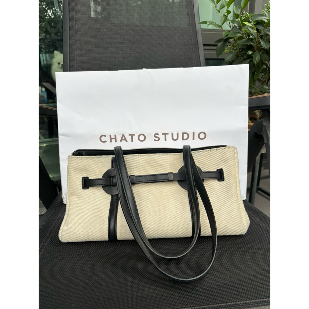 CHATO Studio Donut Tote S อปก ถุงกระดาษ มีตำหนิเปื้อนหมึกที่มุม และข้าง ...