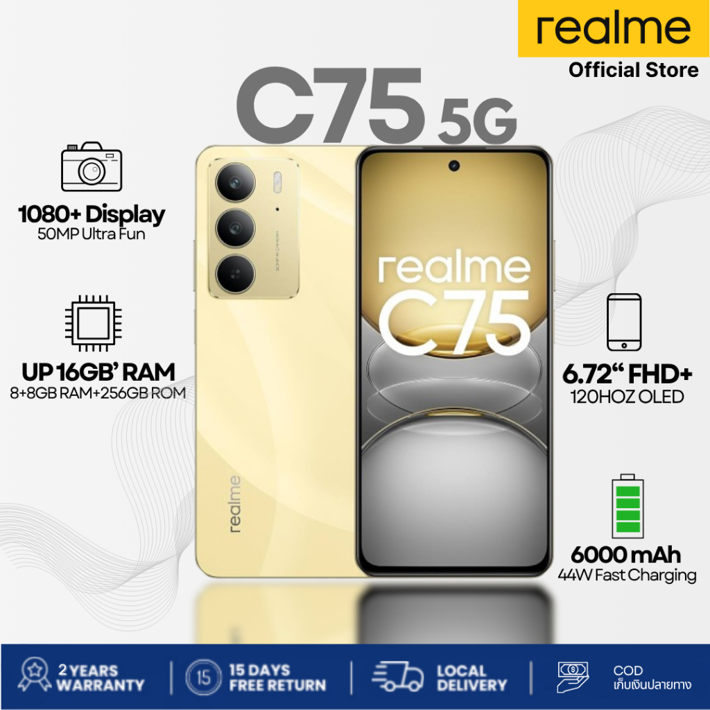 Realme C75 5G – 8+256 GB, IP69, Batería 5828 MAh Y Cámara De 50 MP Con IA
