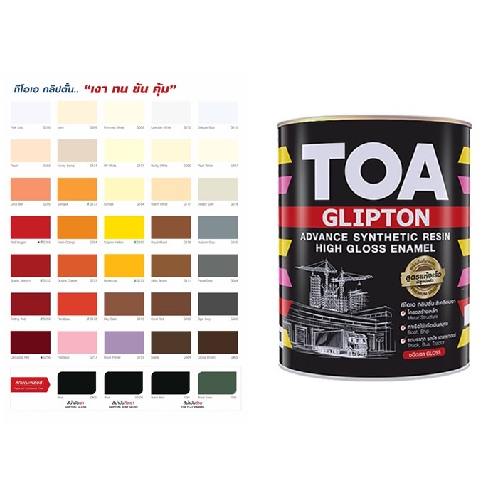 (1) สีน้ำมันเงา TOA Glipton (ทีโอเอ กลิปตั้น) 1 ลิตรและ 3.785 ลิตร ...
