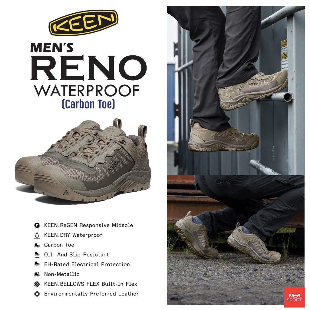 KEEN Men's Reno KBF Waterproof รองเท้าทำงาน หัวคาร์บอน เชฟตี้ คุณภาพสุง ...