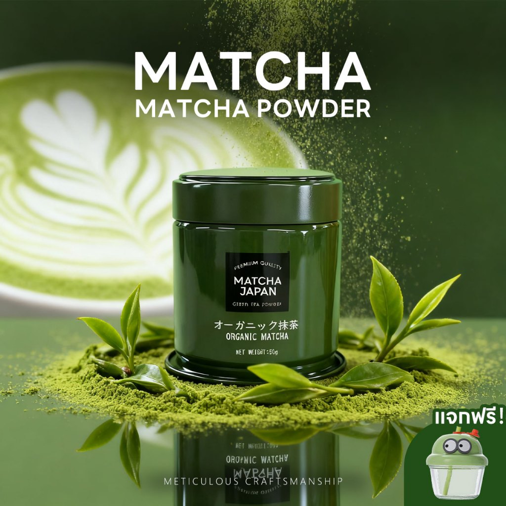 Japan matcha ของแท้ 100% จากญี่ปุ่น ผงมัทฉะพรีเมี่ยม 50 กรัม ไม่มีสารเติมแต่ง สี กลิ่น ครีมเทียม รสชาติไม่ขม…