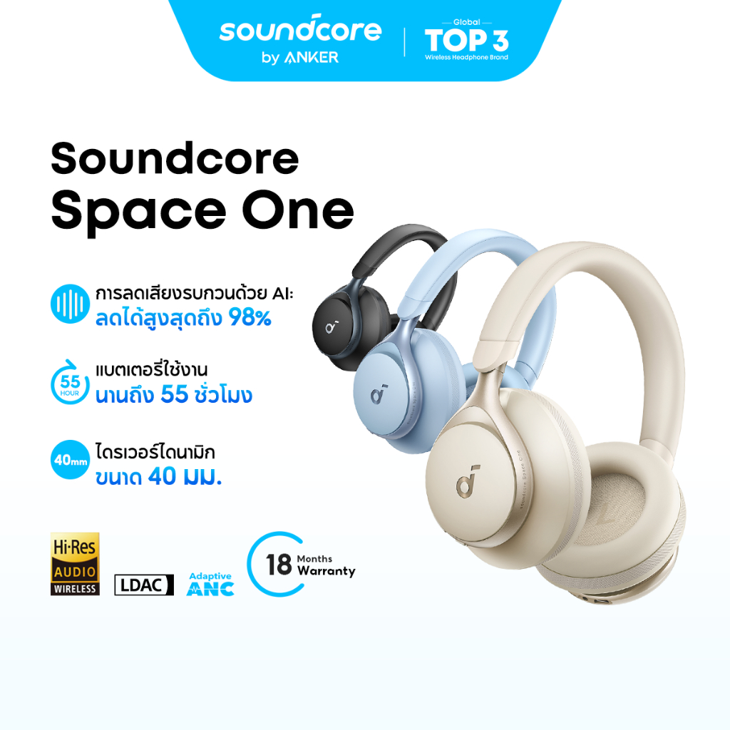 Soundcore by Anker Space One S1 headphone bluetooth หูฟังบลูทูธไร้