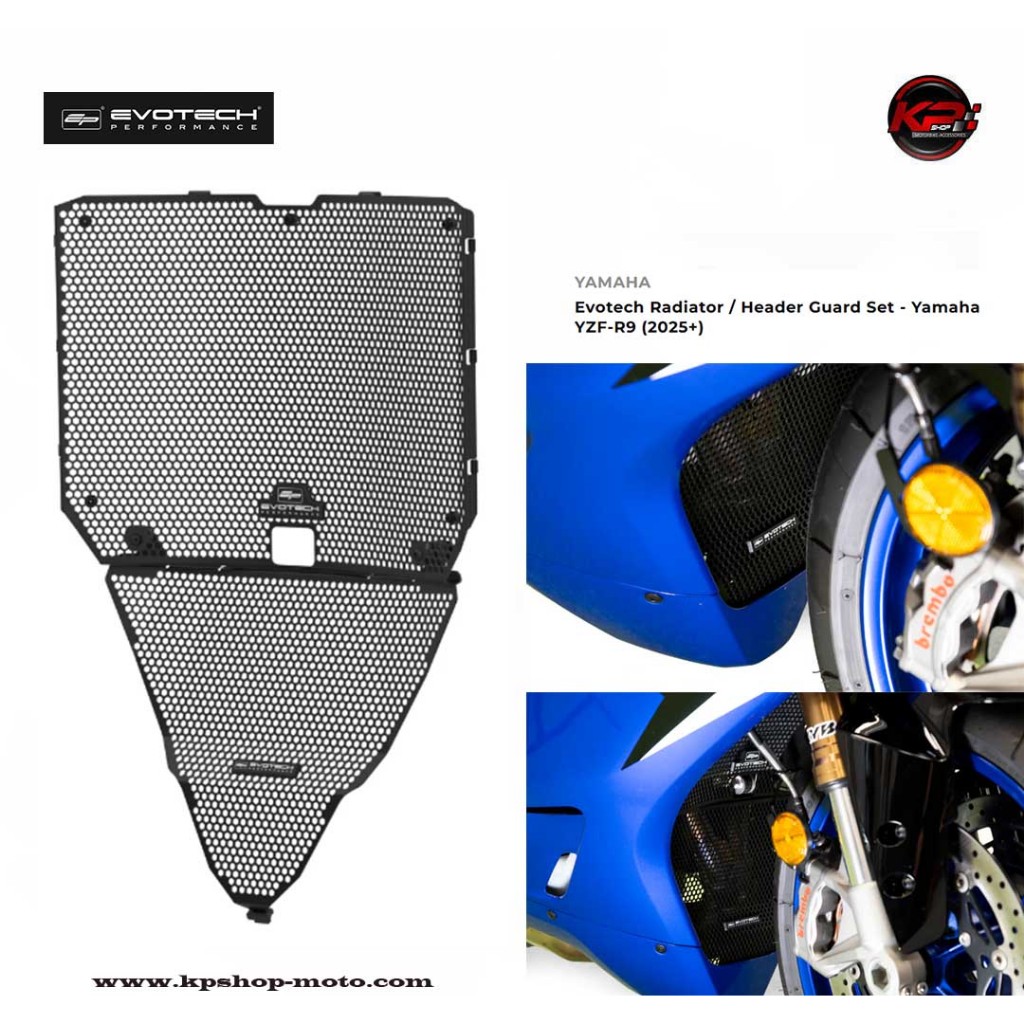 การ์ดหม้อน้ำ Evotech Radiator / Header Guard Set - Yamaha YZF-R9 (2025 ...