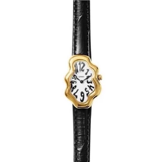 LAPHONT MIRAGE WATCH GOLD CASE BLACK BAND WHITE DIAL