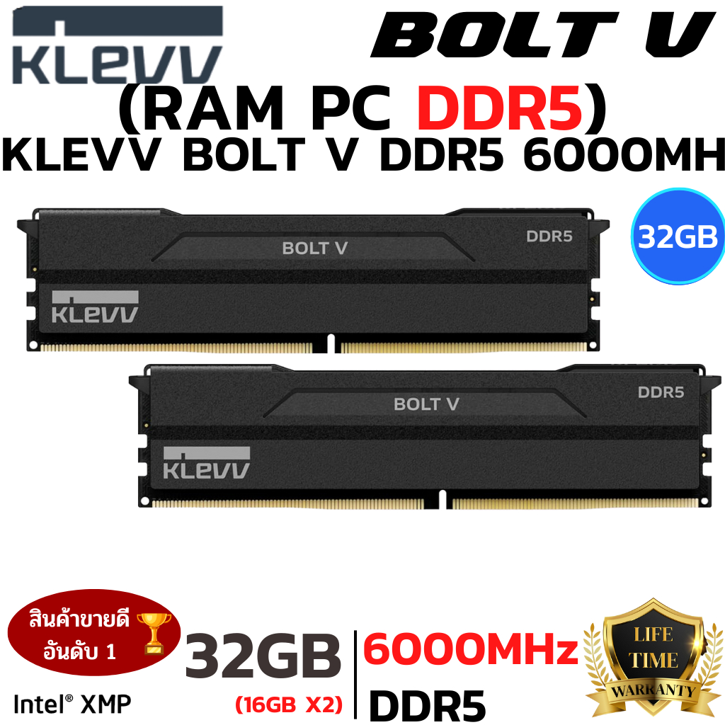 32GB (16GBx2) DDR5 6000MHz RAM (หน่วยความจำ) KLEVV BOLT V GAMING OC ...