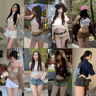 รูป กางเกงยีนส์ขาสั้นเอวกลาง KINNITA