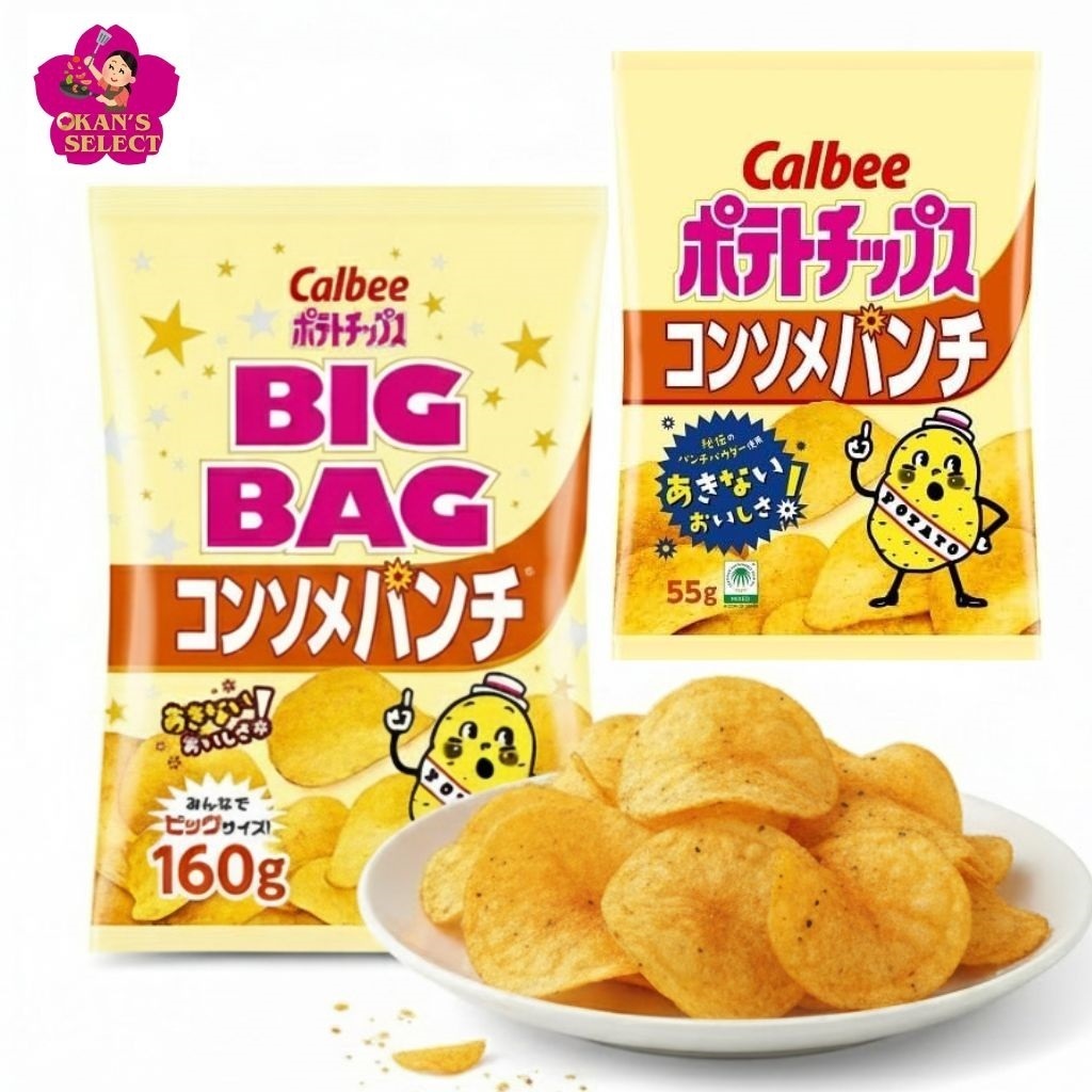 CALBEE Potato Chips Consommé Punch 55g/160g Big Bag - Authentic Japan ...