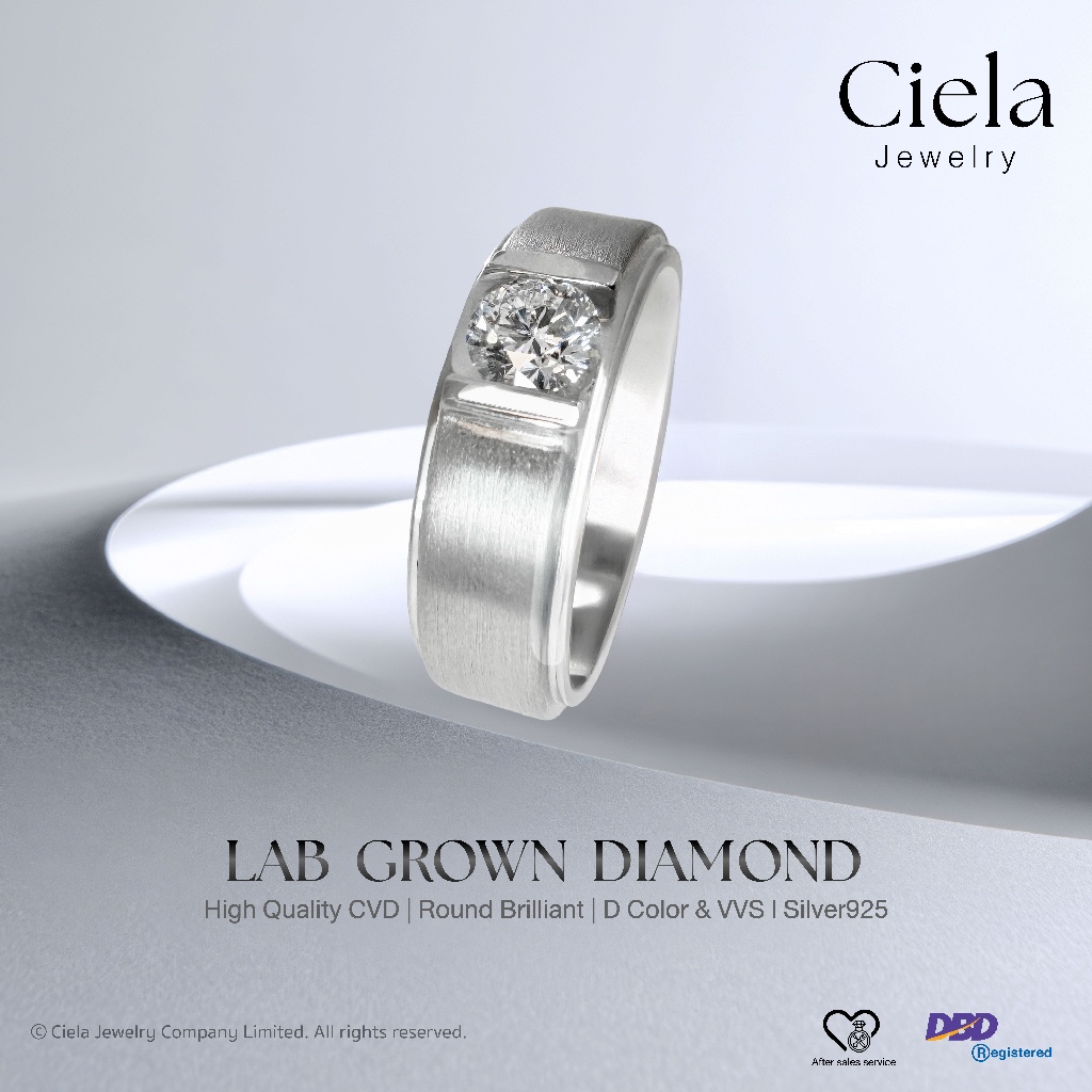 𝐂𝐢𝐞𝐥𝐚 𝐉𝐞𝐰𝐞𝐥𝐫𝐲 แหวนเพชรชาย เพชร Lab Grown CVD (Cert.IGI) 0.4 กะรัต น้ำ ...