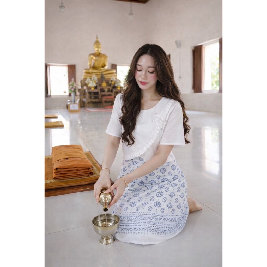 ชุดทำงานผ้าไทย ราคาสบายกระเป๋า ผ้าเนื้อดี ไม่ร้อน สีตรงปก สวยหรู มุมมองที่ 2