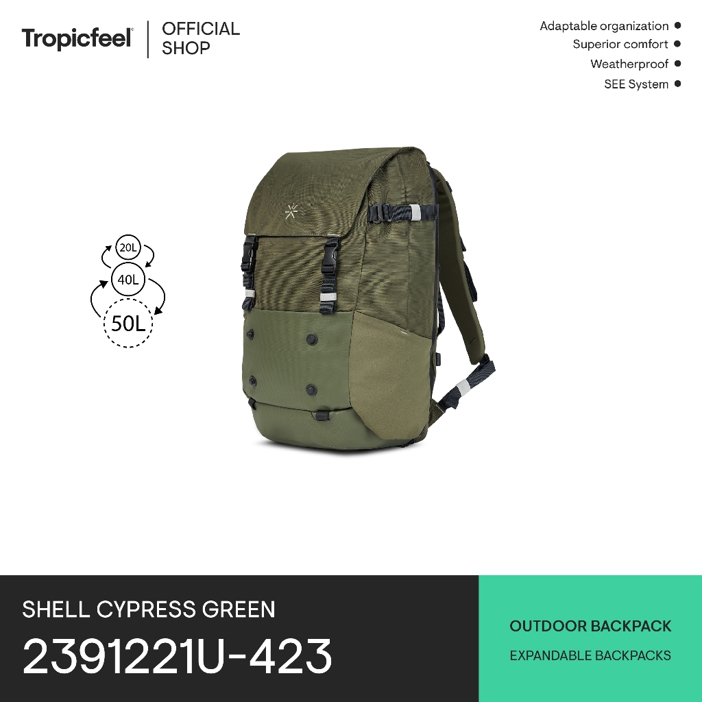 Tropicfeel Shell Backpack Cypress Green กระเป๋าเป้เดินทาง (2391221U423 ...