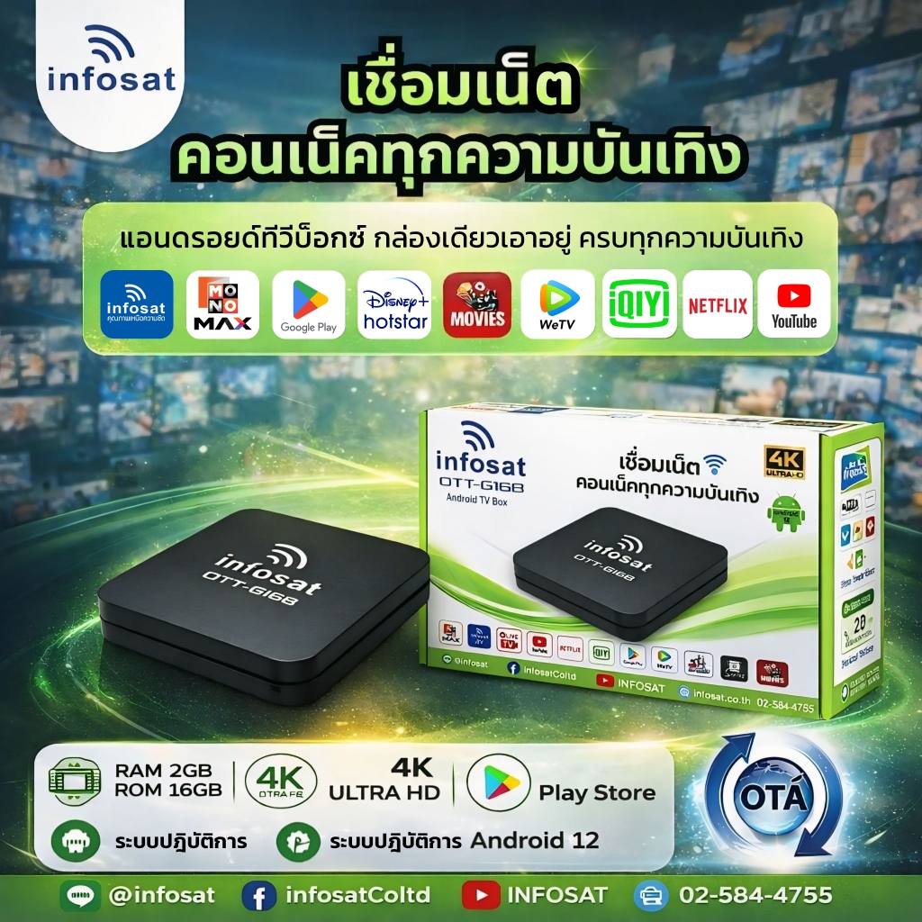 Infpsat OTT-G168 Android TV Box 4K | Shopee Thailand