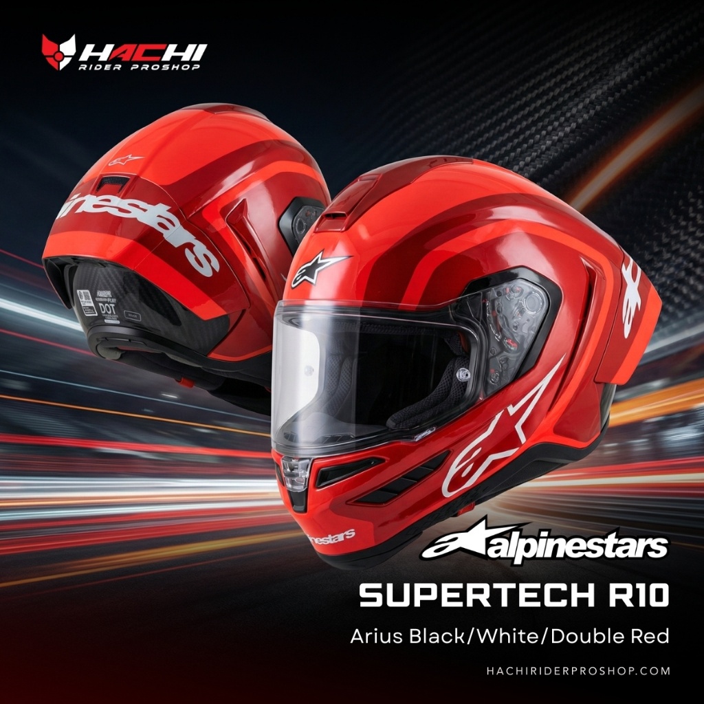 ALPINESTARS SUPERTECH R10 - Arius Black/White/Double Red | Shopee Thailand