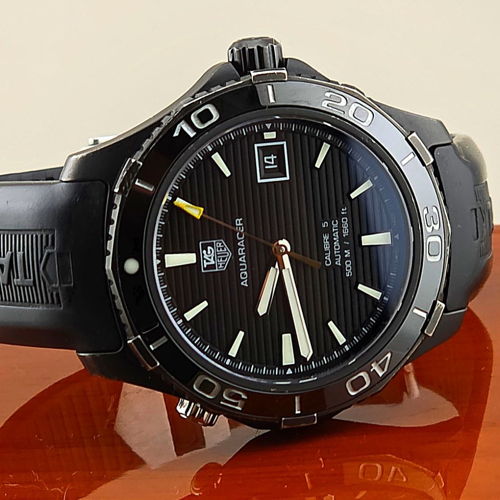 TAG Heuer Aquaracer 500M Titanium Automatic Black Rubber Strap Ref ...