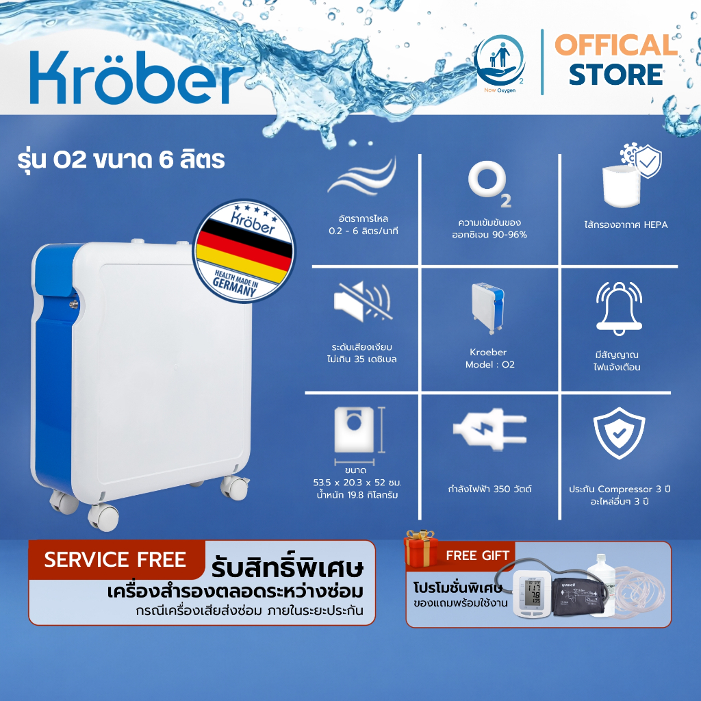เครื่องผลิตออกซิเจนเยอรมันนี เสียงเบา ปรับแม่นยำ ขนาด 6 ลิตร ยี่ห้อ ...