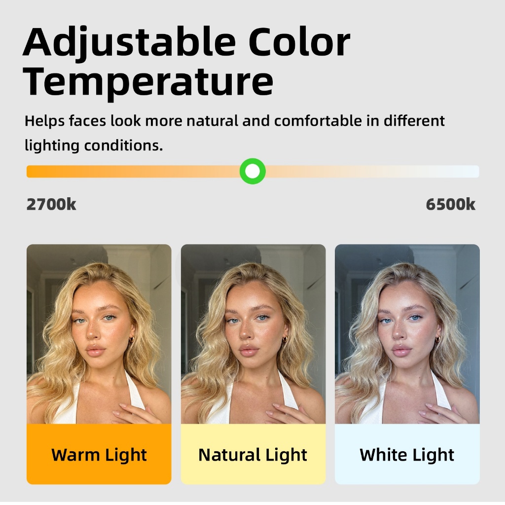 GOOJODOQ Selfie Fill Light 3 Color Modes & 3 Brightness Levels True-to ...