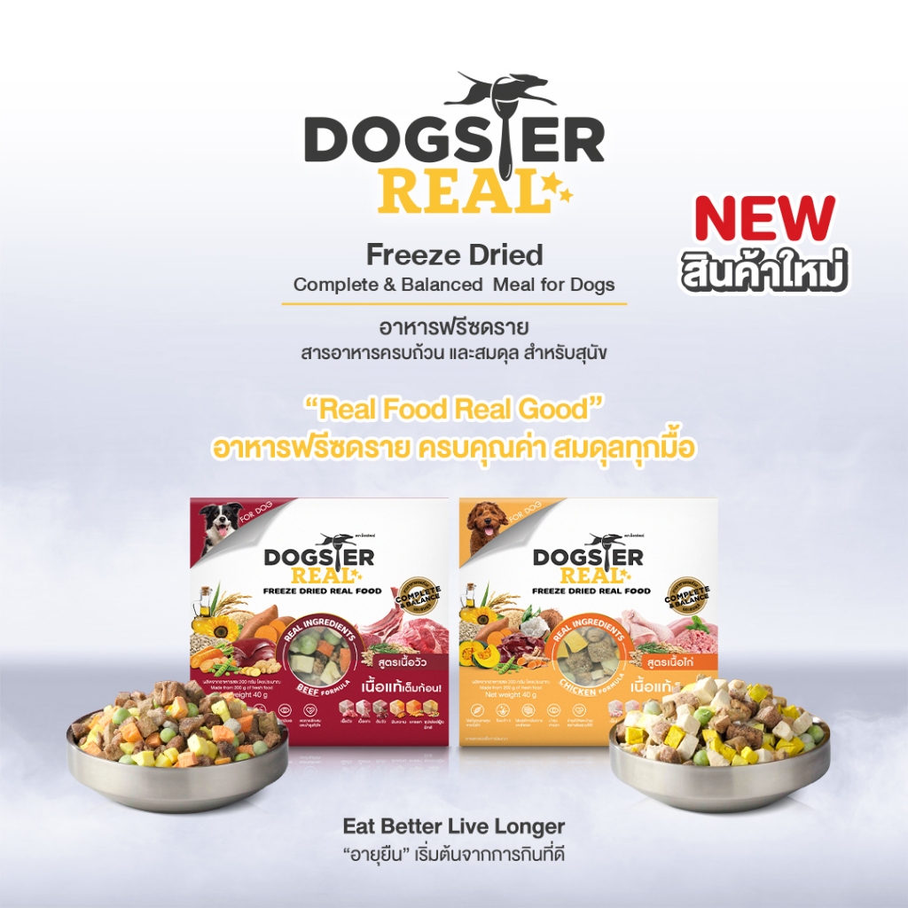 [New] Dogster Real ด็อกสเตอร์ เรียล /อาหารฟรีซดราย /สูตรเนื้อวัว ...