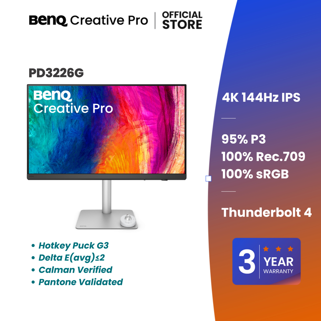 BenQ Creative Pro PD3226G | 31.5นิ้ว 4K 144Hz IPS 95% P3