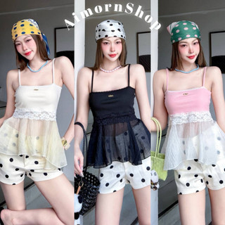🔥aimorn_shop🔥 Áo dây đơn viền ren dày, thêm chi tiết dải màu tươi sáng, có logo và phụ kiện màu bạc