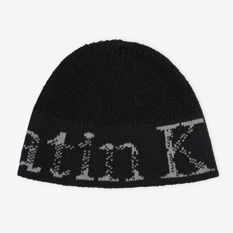 Matin Kim Logo Jacquard Short Beanie in (Black, Grey, White