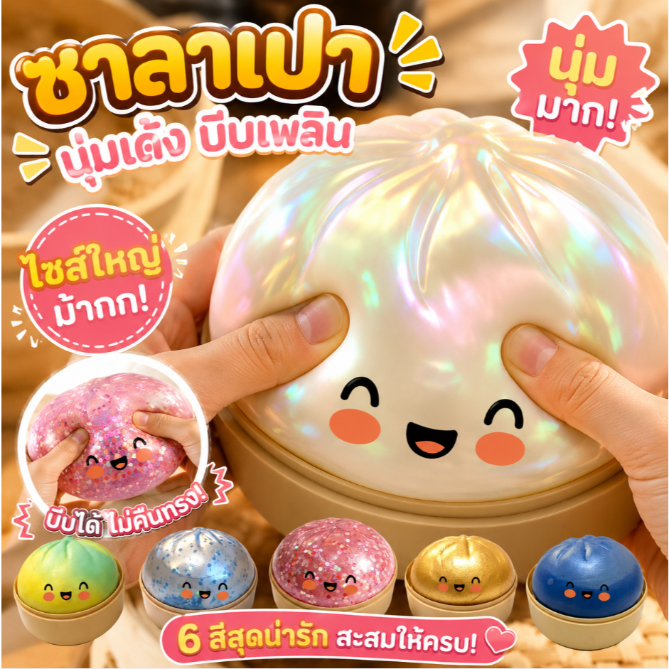 จัดส่งทันที🔥squishy ของเล่นหยิก ของเล่นบีบบรรเทารูปร่าง ขนาดใหญ่ 8 cm โมจิน้ำแข็ง โมจิข้าวเหนียว ทาบะสกุชชี่สูบลม