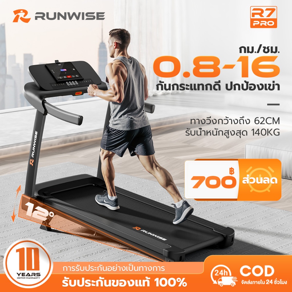 RUNWISE ลู่วิ่งไฟฟ้า R7PRO ลู่วิ่ง เครื่องวิ่งไฟฟ้า 5.0 แรงม้า ลู่วิ่ง ...