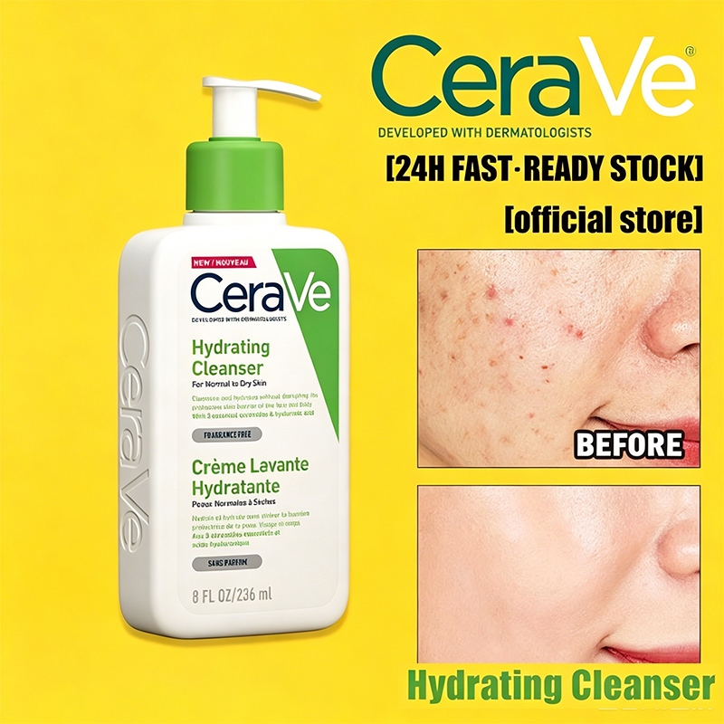 เซราวี CeraVe Hydrating Cleanser 236ml โฟมล้างหน้าสูตรอ่อนโยน ผสานเซราไมด์ เหมาะสำหรับผิวปกติถึงผิวแห้ง