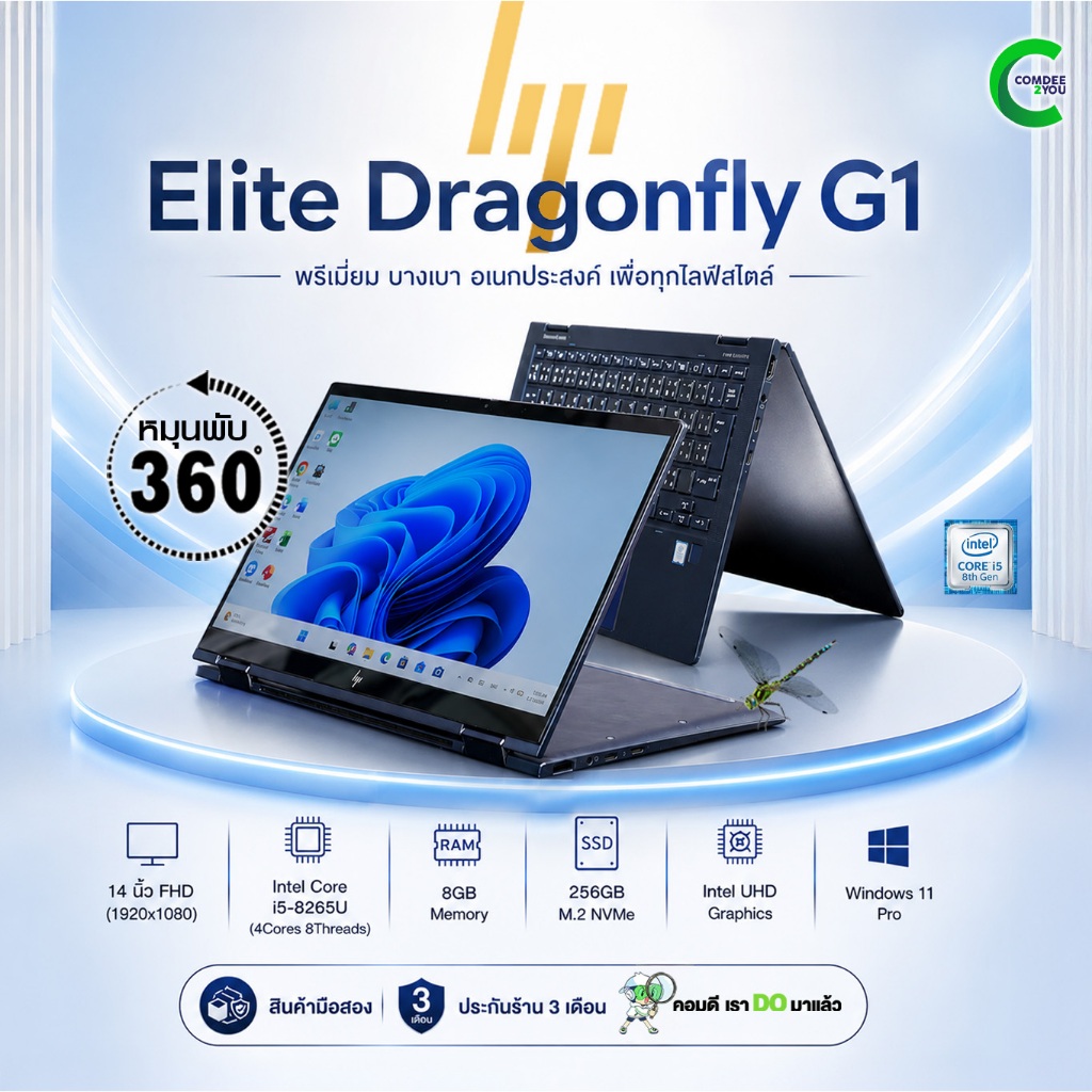 HP Elite Dragonfly G1 | 13.3″ FHD Touchscreen | Core i5 Gen8 | RAM