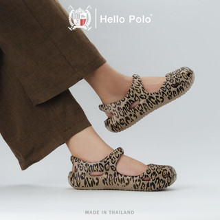 Hello Polo รองเท้าหัวโต รองเท้าแมรี่เจน รุ่น HP8070L  ลายเสือดาวทรงสวย พื้นหนา 3 ซม. นุ่มเบาสบาย