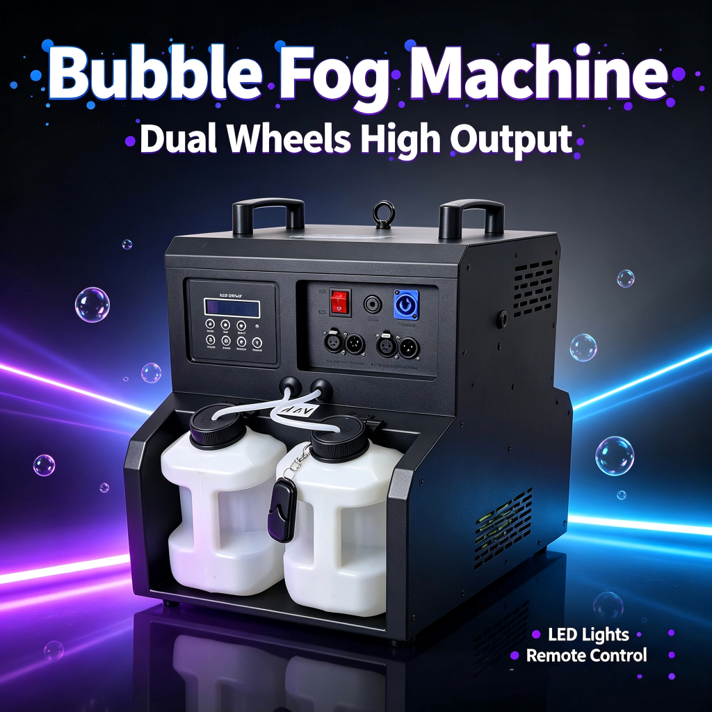 2‑in‑1 Bubble Fog Machine LED Smoke Bubble Maker DMX512 Dual Tank Stage ...
