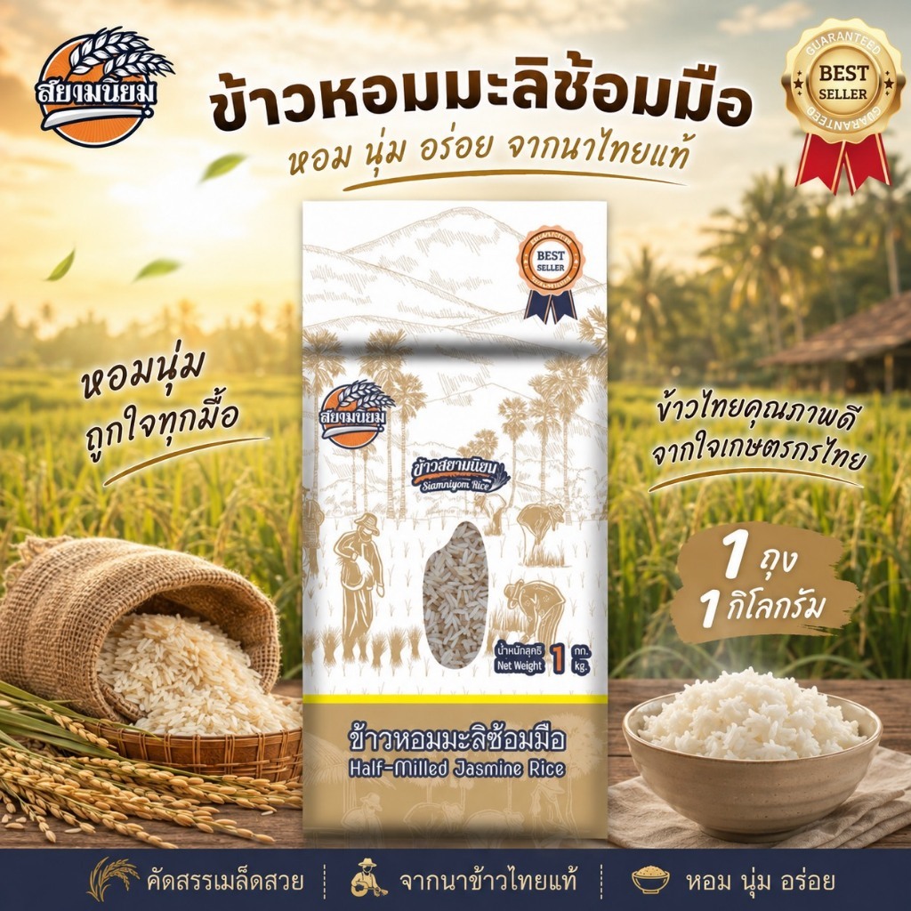 ข้าวหอมมะลิซ้อมมือ 1 กก.(ข้าวใหม่)